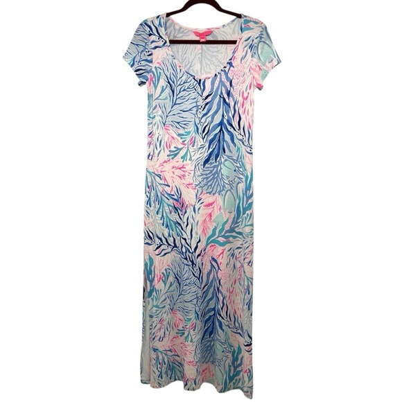 Lilly Pulitzer Wynne Short Sleeve Stretch Jersey Knit Maxi Dress Women’s Small - Picture 6 of 12